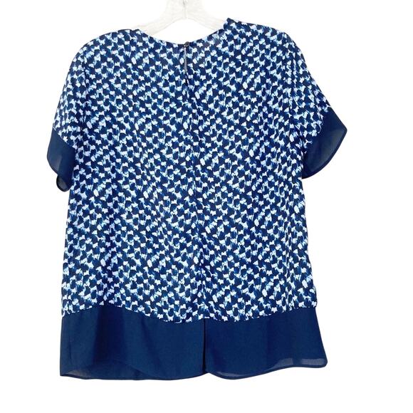 Banana Republic Blue Printed Short Sleeve Blouse - Picture 4 of 6